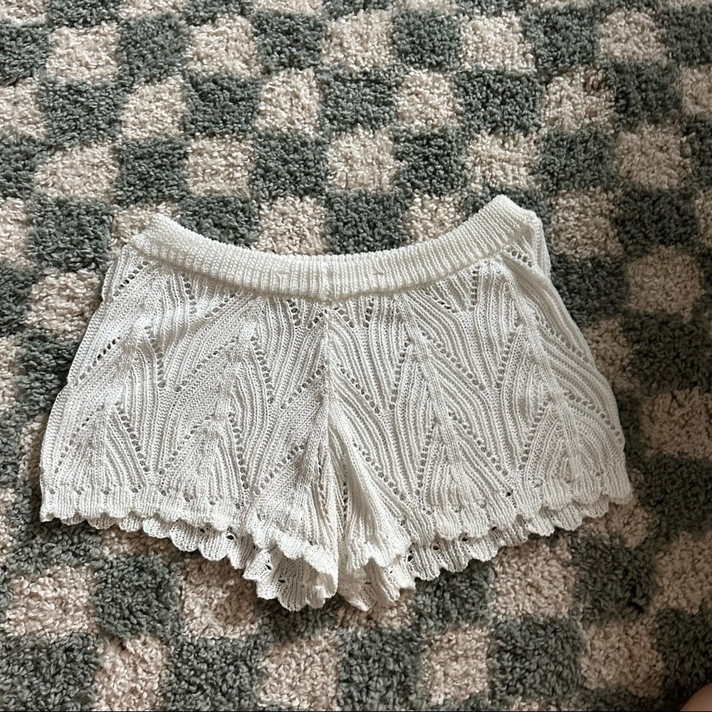 White Crochet Cover Up Shorts